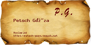Petsch Géza névjegykártya
