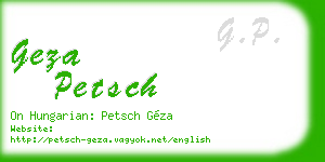 geza petsch business card